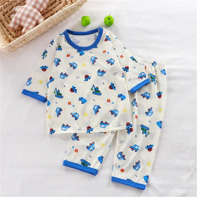 hibobi 2-Piece Children Air-Conditioning Clothing Summer Home Clothes Three-Quarter Sleeve Underwear Set Baby Pajamas Tracksuit - V.I.P Digital Presence