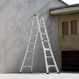 17ft Multi-Position Foldable Aluminum Ladder, A-Frame and Straight Ladder, ANSI 250lbs - V.I.P Digital Presence