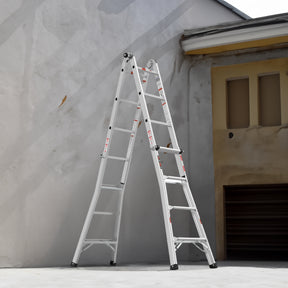 17ft Multi-Position Foldable Aluminum Ladder, A-Frame and Straight Ladder, ANSI 250lbs - V.I.P Digital Presence