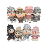 17cm Labubu First and Second Generation Blind Box 10cm Cotton Crying Doll Clothes Knitted Printed Hat