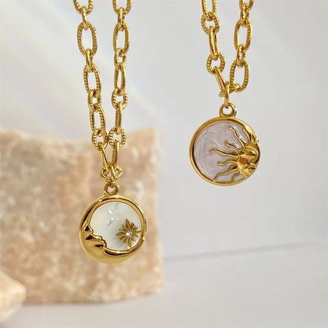 Titanium Steel Sun & Moon Necklace - V.I.P Digital Presence