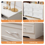 Modern 3 Drawer Bedroom Chest of Drawers with 7 Drawers Dresser Clothes Organizer -Metal Pulls White, 47.6″L x 15.7″W x 26.6″H - V.I.P Digital Presence