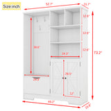 Multi-functional Hall Tree with Storage Shelves Drawers Cabinet Elegant Hallway Shoe Cabinet with Bench Modern Coat Rack White - V.I.P Digital Presence