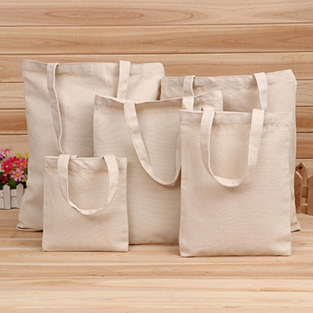 6 Sizes Shopper Tote Canvas Bag Reusable Shopping Bag Eco-friendly Cloth Bags Foldable Pouch Grocery Packages Shoulder Handbag - V.I.P Digital Presence
