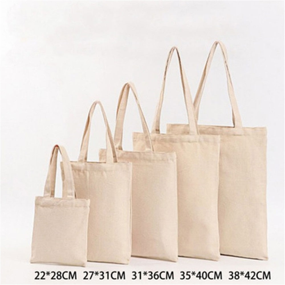 6 Sizes Shopper Tote Canvas Bag Reusable Shopping Bag Eco-friendly Cloth Bags Foldable Pouch Grocery Packages Shoulder Handbag - V.I.P Digital Presence