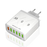 Cargador de teléfono móvil estándar coreano de carga rápida de 65 W, cargador de viaje con cabezal de carga rápida multipuerto de 6 USB 