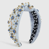 Retro Wide Edge Knot Bead Water Diamond Plush Fabric Thickened Letter Hair Hoop - V.I.P Digital Presence