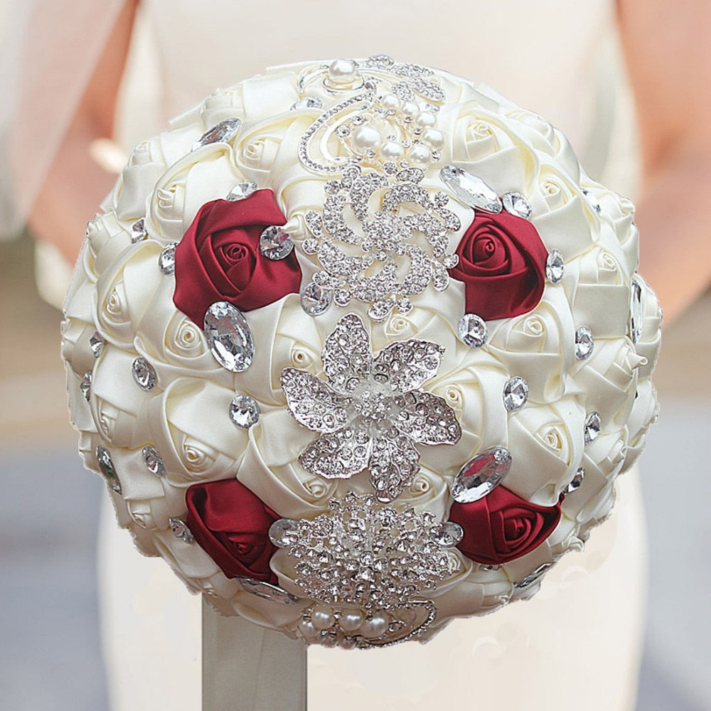 Artificial Wedding Bouquets Hand Made Flower Rhinestone Bridesmaid Crystal Bridal Wedding Bouquet - V.I.P Digital Presence