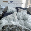 Solid Color Simple Four-Piece Set Flannel Quilt Cover INS Style Quilt Cover Dormitory Summer Washed Cotton Bedding Three-Piece Set