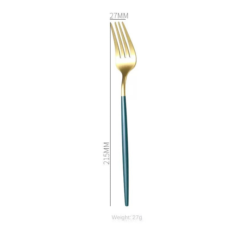 Stainless Steel Cutlery Set with Portuguese Gold Spray Painted Steak Knife, Fork, Spoon, and Tea Spoon 4-Piece Gift Pack - V.I.P Digital Presence