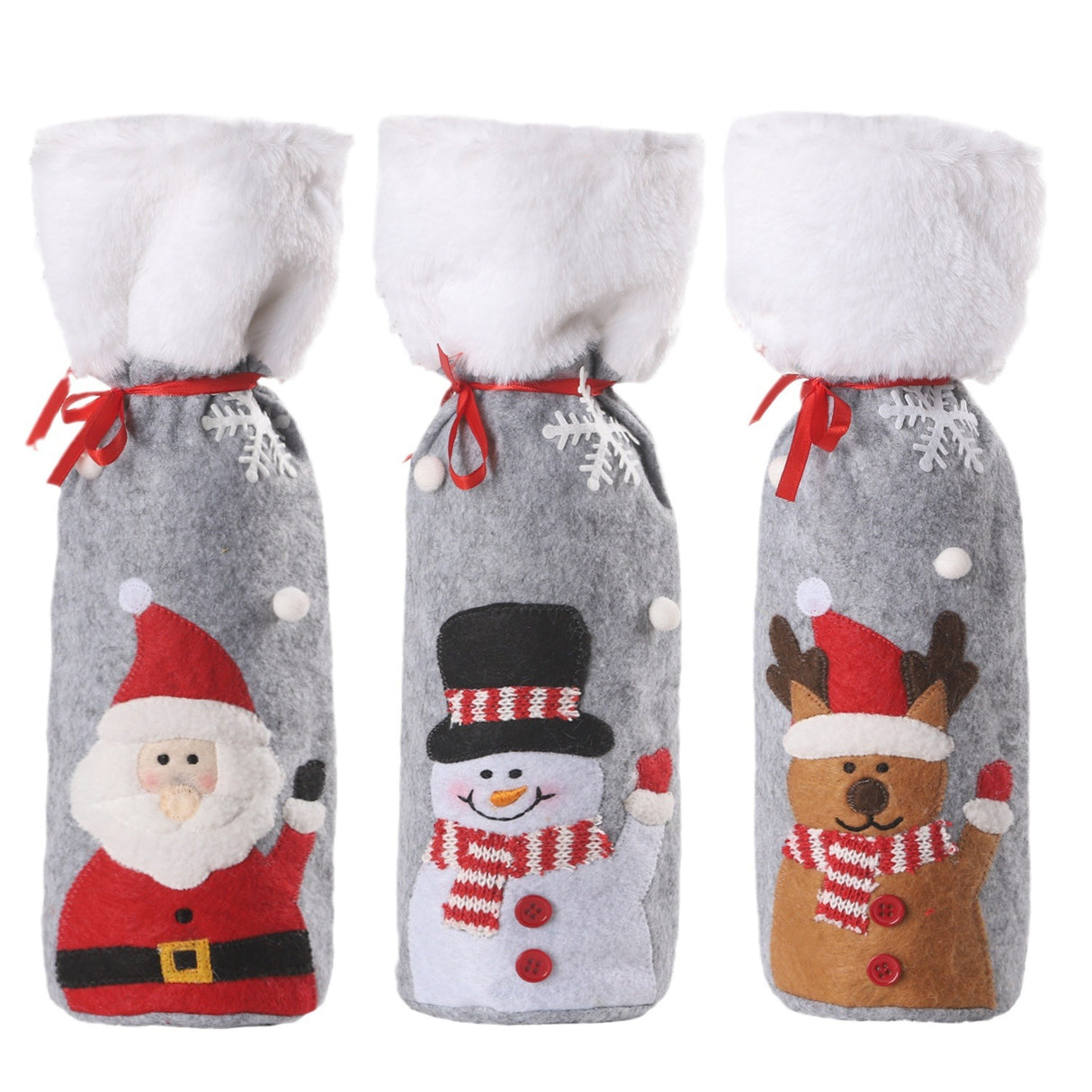Christmas supplies red wine bottle covers elderly snowmen elk red wine bags household items - V.I.P Digital Presence