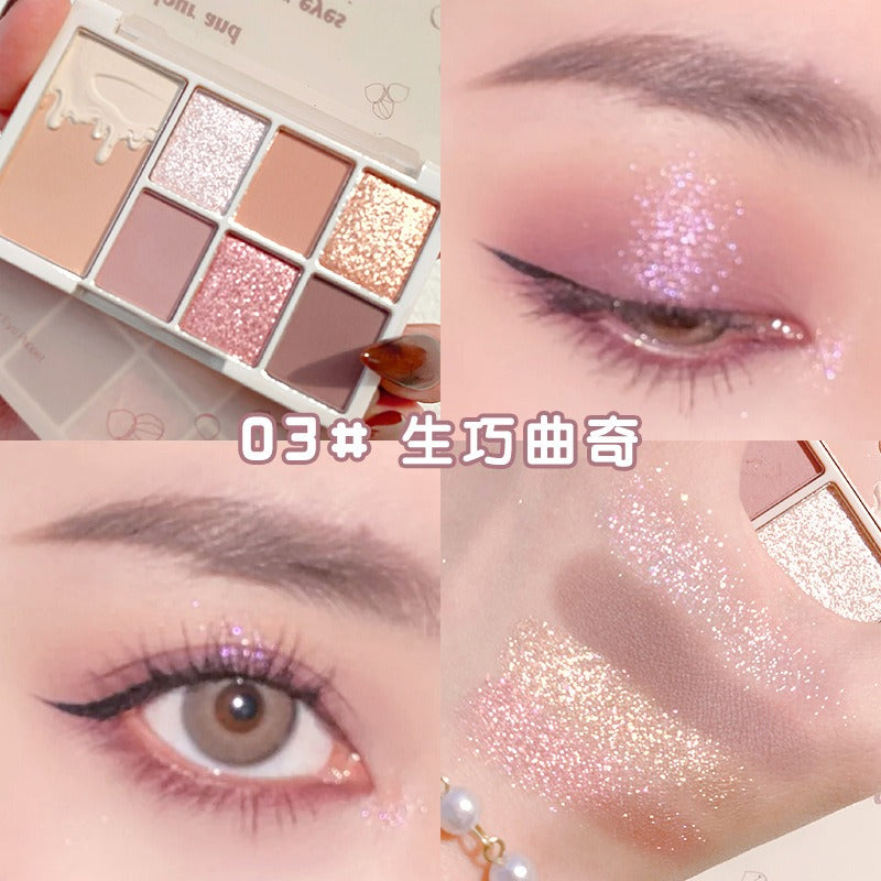 7 Color Eyeshadow Palette Red Wine Glitter Pearly Lasting Acrylic Eyeshadow Palette Korean Eyes Makeup Palette Beauty Makeup - V.I.P Digital Presence
