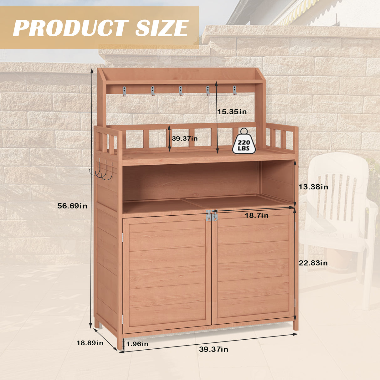 Outdoor gardening workbench with large storage cabinets and a rooftop terrace - V.I.P Digital Presence