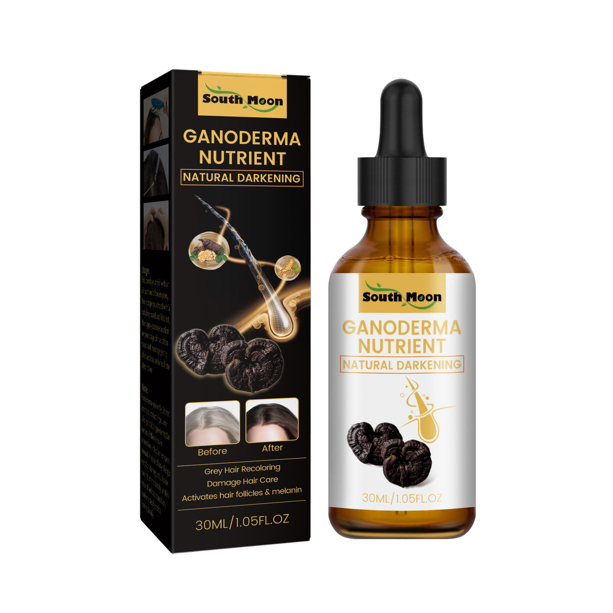 Black Ganoderma Lucidum White Black Black Hair Nourishing Hair Nourishing Hair Moisturizing Hair Repair Massage Essence - V.I.P Digital Presence