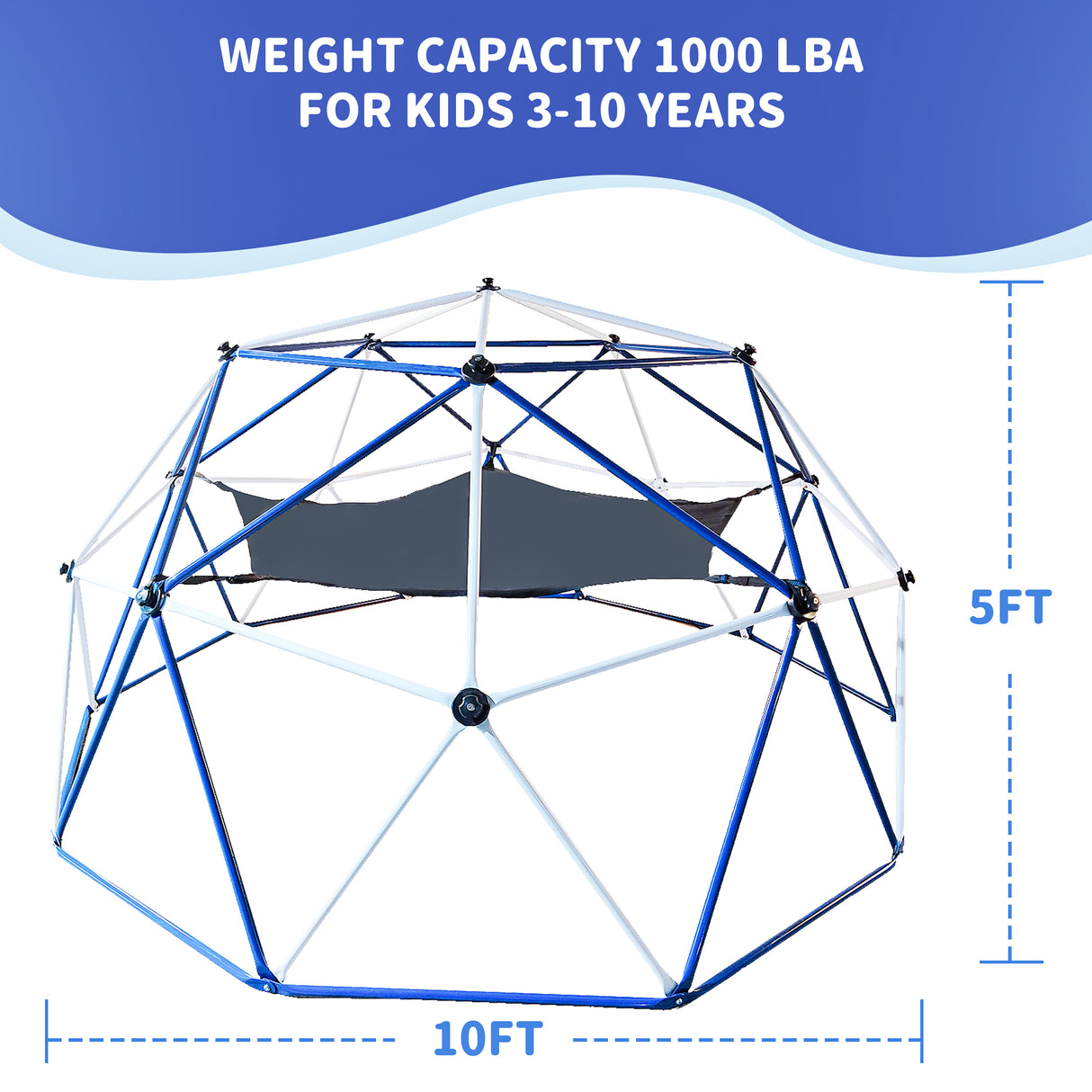 10FT Climbing Dome for Kids Jungle Gym Apply To Park Dome Climber With Hammock Playground Equipment - V.I.P Digital Presence