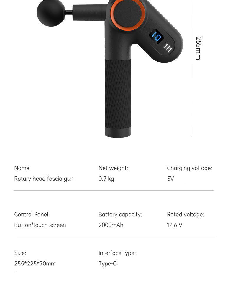 900-turn fascial gun USB charging massage angle rotatable full body muscle massage machine gun - V.I.P Digital Presence