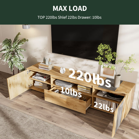70 inch modern TV stand with 3 cabinets and drawers, entertainment center can accommodate TVs under 80 inches - V.I.P Digital Presence