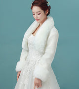 Bride's wedding dress fur shawl women's warm white cloak cheongsam jacket red cloak - V.I.P Digital Presence
