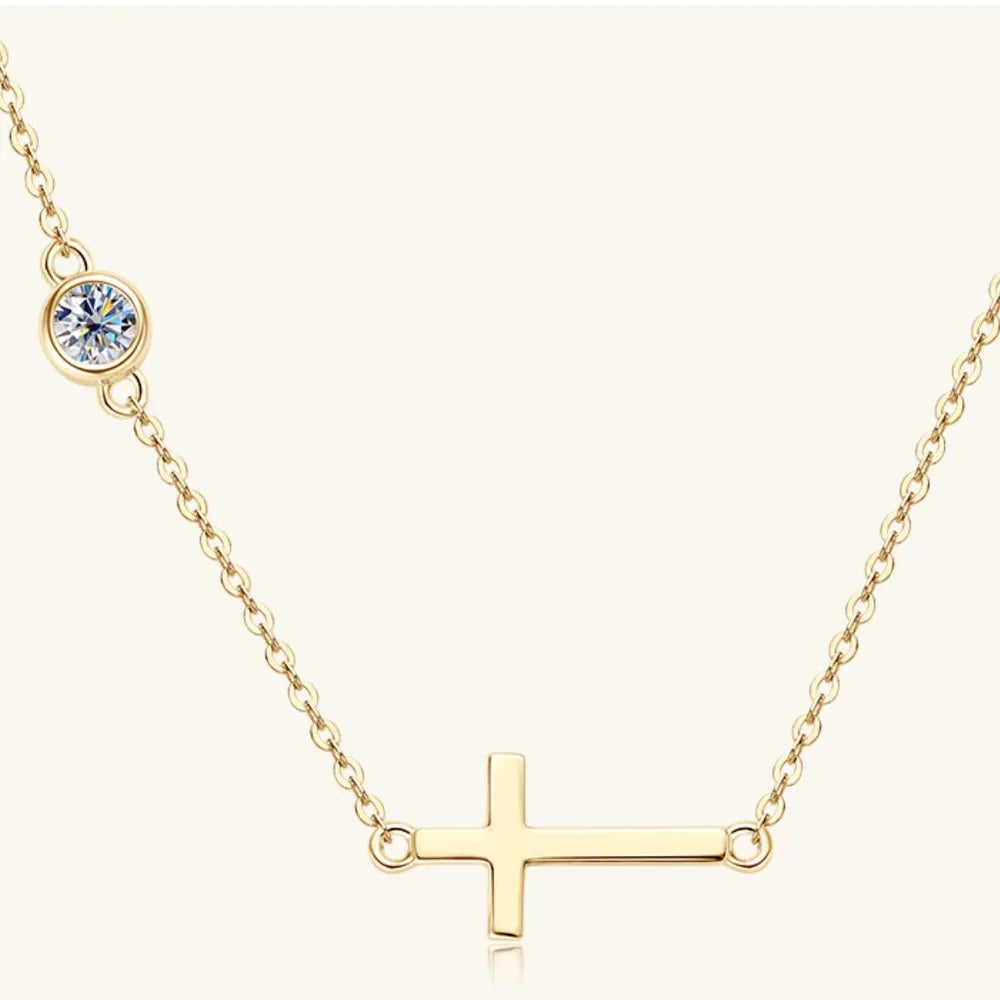 Cross 925 Sterling Silver Moissanite Necklace - V.I.P Digital Presence
