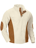 European men's casual stand up collar long sleeved corduroy sweatshirt with pit stripe - V.I.P Digital Presence
