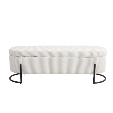 COOLMOR storage Ottoman chair with safety hinge and soft cushion fabric storage Ottoman stool (beige) - V.I.P Digital Presence