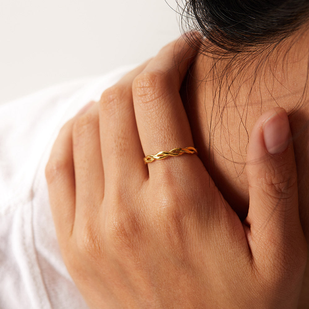 European and American Ring Twisted Linear Geometric Hollow Stacked Ring - V.I.P Digital Presence