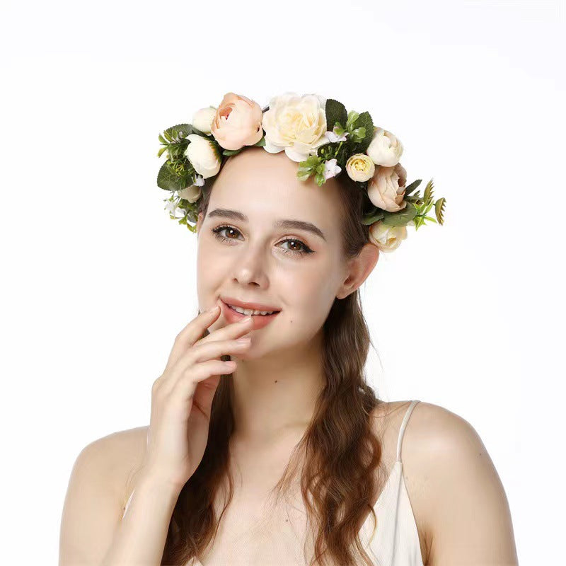 Wreath, European and American fashion, women's simulated flower hair accessories, Hawaiian wedding photography, headwear, headwear for women - V.I.P Digital Presence