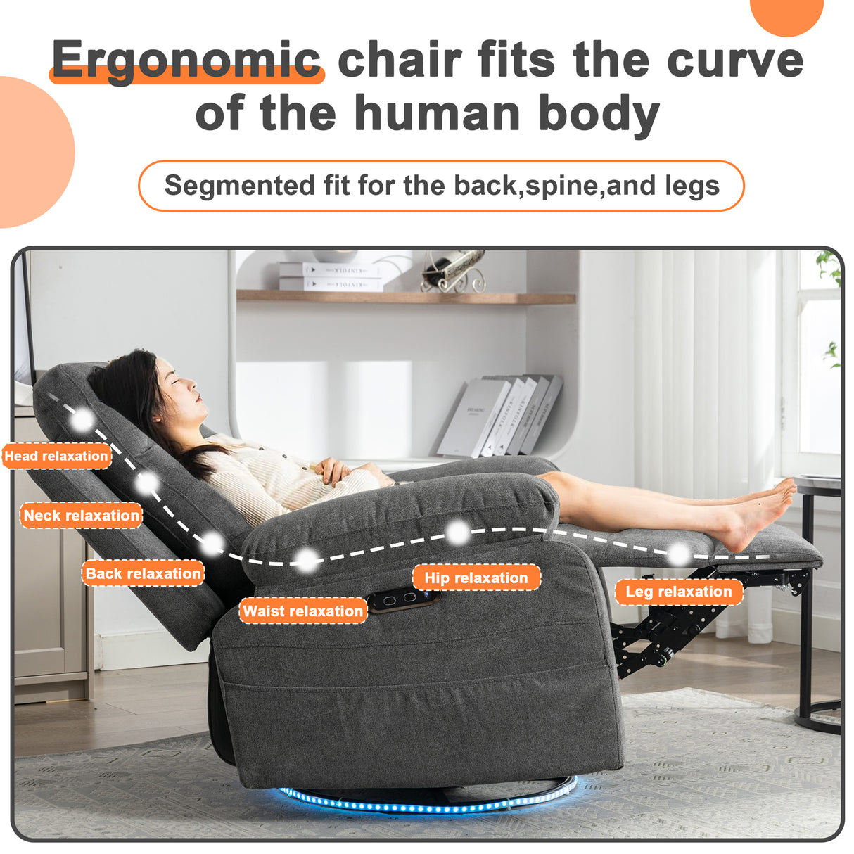 270 degree rotating electric lounge chair with Bluetooth speaker, LED light, telescopic foot pedal adjustable backrest DG - V.I.P Digital Presence