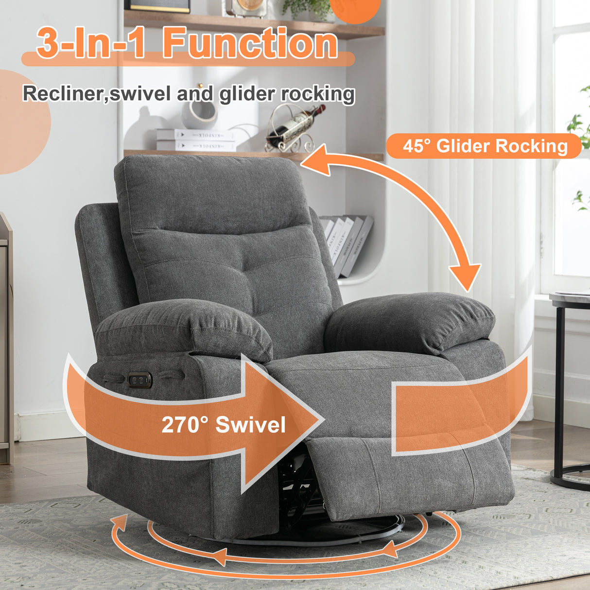 270 degree rotating electric lounge chair with Bluetooth speaker, LED light, telescopic foot pedal adjustable backrest DG - V.I.P Digital Presence