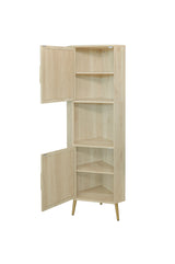 Corner cabinet ,Rattan door,Freestanding Corner Tables For Small Spaces, Corner Shelf Stand For Living Room, Kitchen, Bathroom - V.I.P Digital Presence