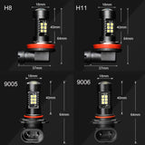 2Pcs H8 H11 Led HB4 9006 HB3 9005 Fog Lights Bulb 3030SMD 1200LM 6000K White Car Driving Running Lamp Auto Leds Light 12V 24V - V.I.P Digital Presence