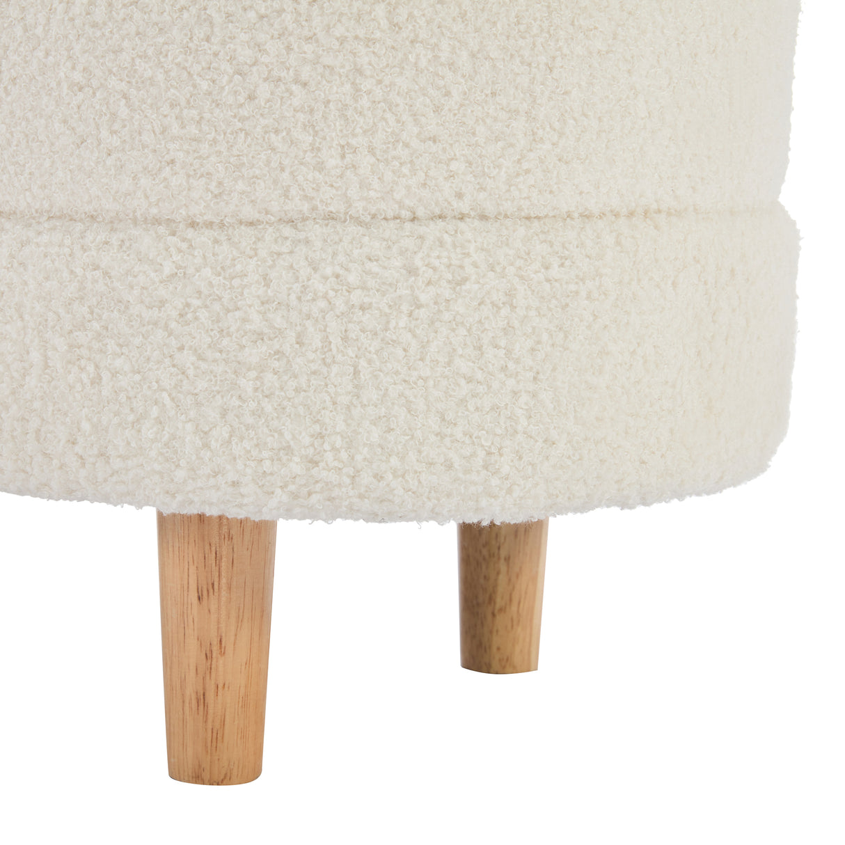 Elegant Upholstered Sherpa Fabric Storage Ottoman with Wood Legs, Storage Bench for Bedroom, Living Room, White - V.I.P Digital Presence