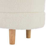 Elegant Upholstered Sherpa Fabric Storage Ottoman with Wood Legs, Storage Bench for Bedroom, Living Room, White - V.I.P Digital Presence