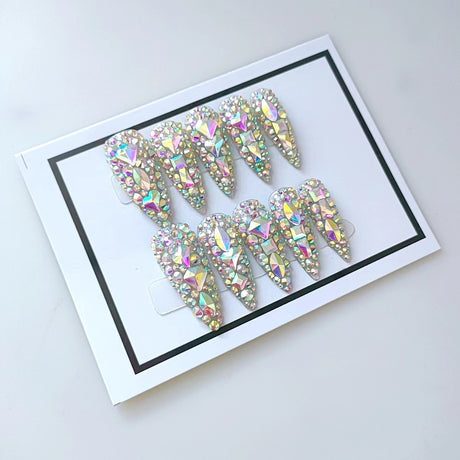 European and American popular style long water drop l laser AB diamond three-dimensional handmade phototherapy wearable nail - V.I.P Digital Presence