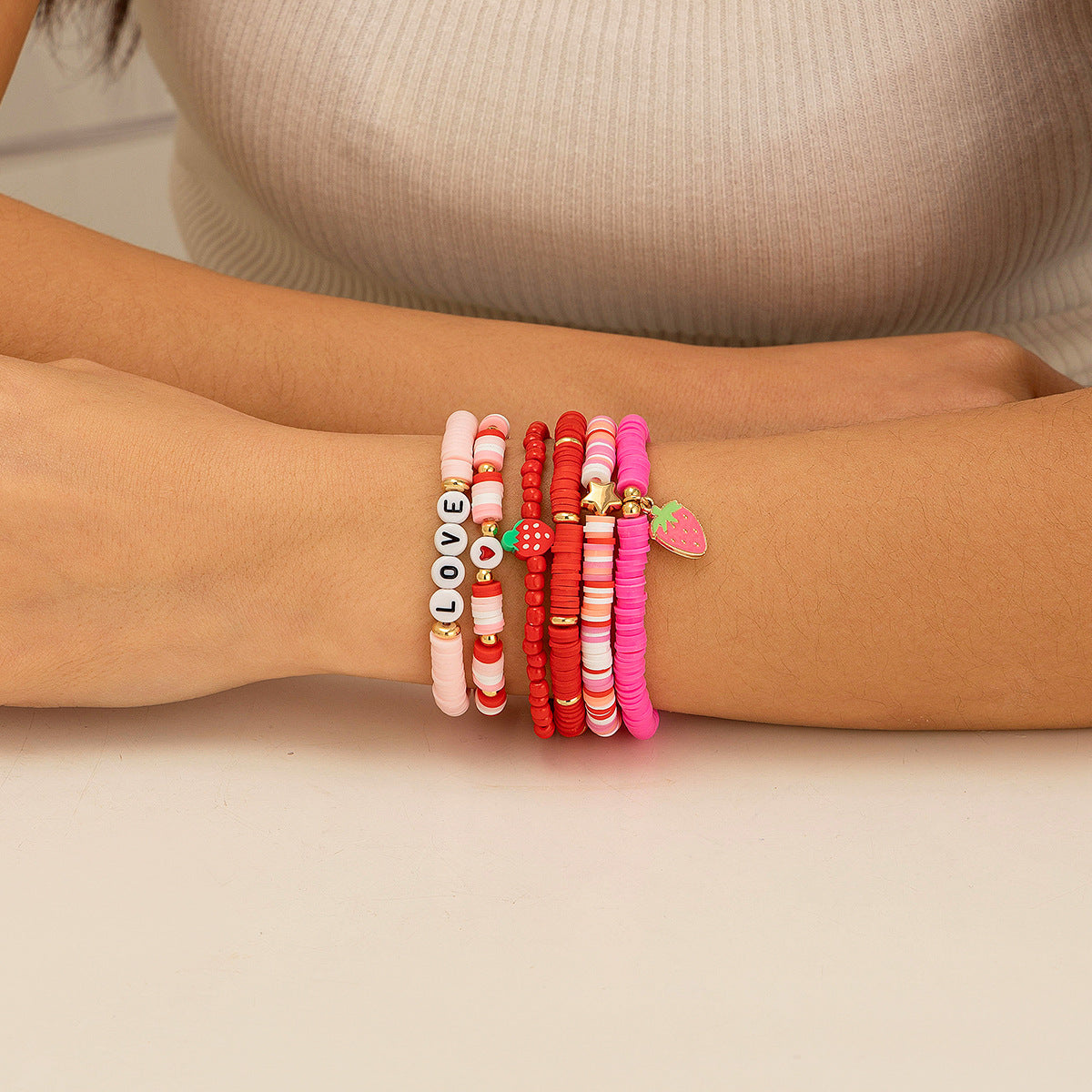 Bohemian style colorful soft ceramic elastic letter LOVE bead bracelet Bracelet - V.I.P Digital Presence