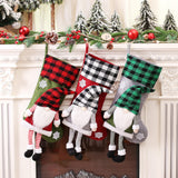 Christmas Day Decoration Red Black White Grid Faceless Forester Christmas Socks Dwarf Hanging Doll Candy Gift Bag - V.I.P Digital Presence