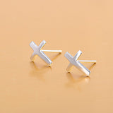 S925 sterling silver earrings fashionable earrings for women smooth cross earrings - V.I.P Digital Presence