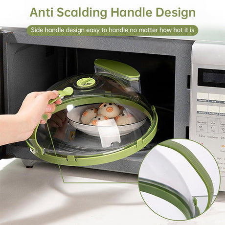 News Food Microwave Cover, Clear, with Water Steamer & Handle, 10 Inch, for Plate, Kitchen Gadget - V.I.P Digital Presence