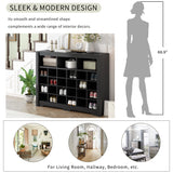 ONTREND Sleek Design 24 shoe cabinet, modern shoe cabinet with curved base, high-quality multifunctional side panel, black - V.I.P Digital Presence