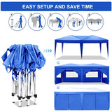 10'x20 'folding canopy with 6 detachable side walls outdoor activity shelters UPF 50+terrace portable tent (blue) - V.I.P Digital Presence