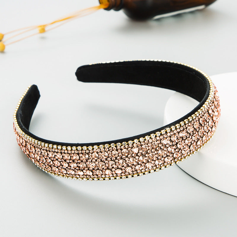 Fashion Net Red Vibrato With The Same Color Full Rhinestones Non-Slip Headband Female Simple Super Flash Korean Style Outing Headwear - V.I.P Digital Presence