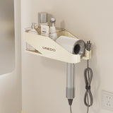 Cream hair dryer storage rack, non perforated wall mounted bathroom hair dryer rack, hair dryer holder, bathroom rack - V.I.P Digital Presence