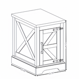 Farmhouse tea table bedside table rectangular farmhouse tea table with barn door and adjustable storage rack, white - V.I.P Digital Presence