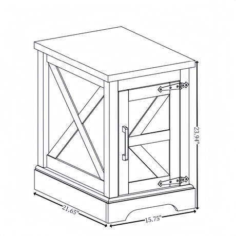 Farmhouse tea table bedside table rectangular farmhouse tea table with barn door and adjustable storage rack, white - V.I.P Digital Presence