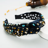 Exaggerated Fashion Hair Bands Female Corduroy Temperament Sweet Hair Ornaments Wide Side Knotted With Diamonds Headband - V.I.P Digital Presence