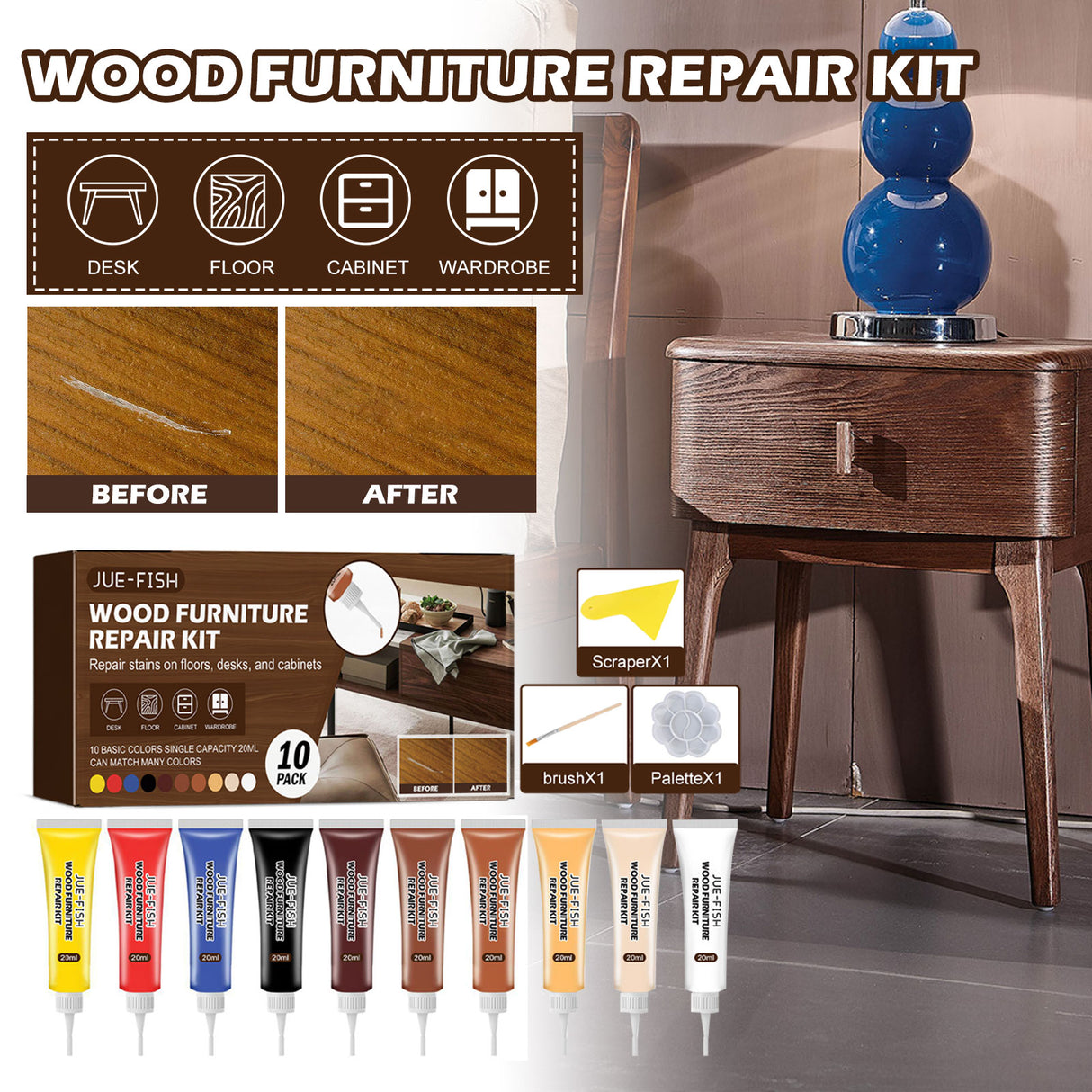 Wood Furniture Repair Kit Furniture Beauty Repair Material Repair Faded Touch Up Kit - V.I.P Digital Presence