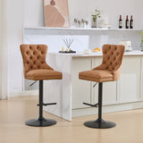 Vintage PU rotating bar stool, seat height adjustable from 25-33 inches, modern bar stool (orange, 2-piece set) - V.I.P Digital Presence