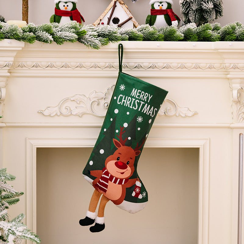 Christmas decorations, colorful prints, Christmas socks, Santa Claus gift socks, snowman gift bags, red and green leg hanging Christmas socks - V.I.P Digital Presence