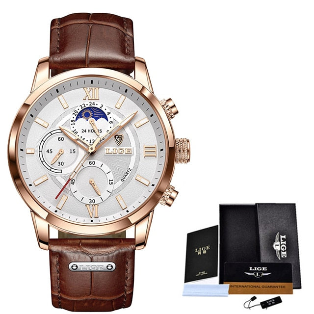 LIGE Men's Watches Top Brand Luxury Men Wrist Watch Leather Quartz Watch Sports Waterproof Male Clock Relogio Masculino+Box - V.I.P Digital Presence