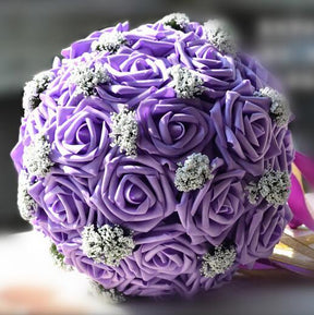 Bride Holding Flowers Romantic Wedding Colorful Bride 's Bouquet Red Pink Blue And Purple Bridal - V.I.P Digital Presence